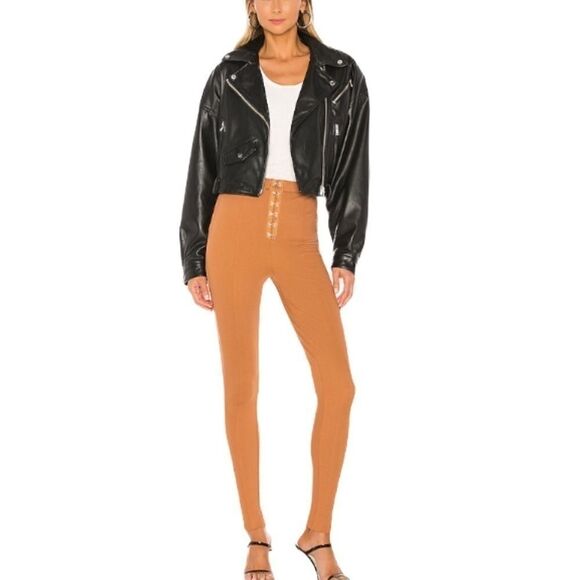 NBD Revolve Med Cheyenne Straight Leg High Waist Pant in Chestnut Hook & Eye Fly - Picture 1 of 13